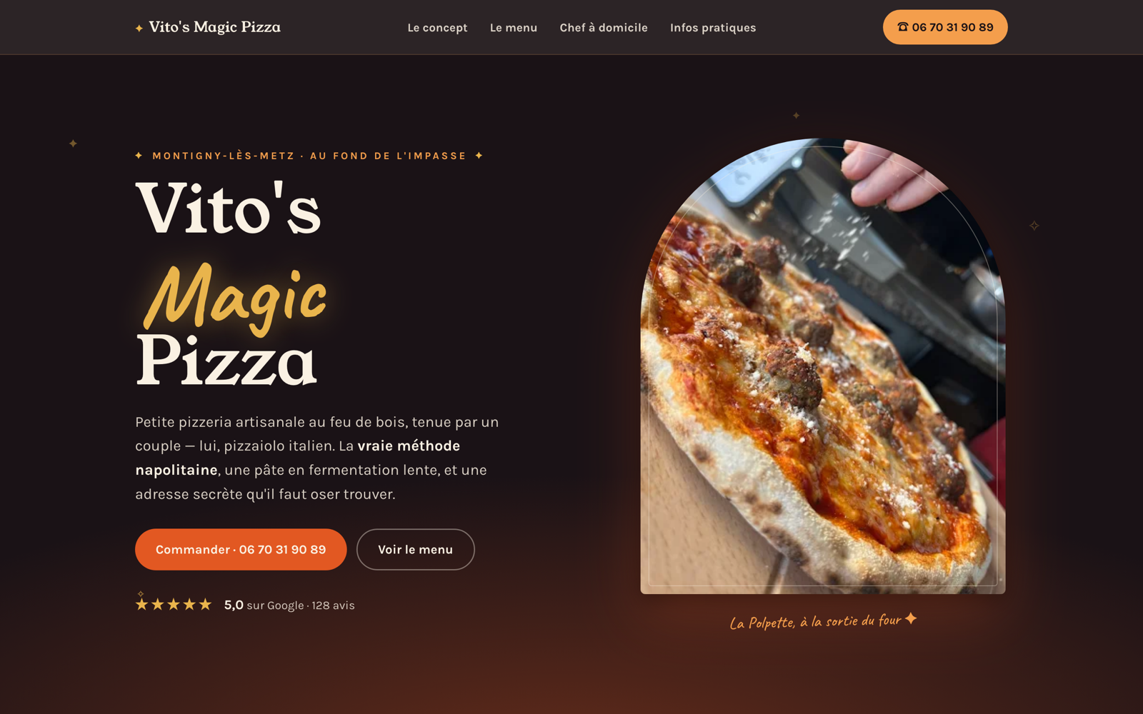 Aperçu du site Vito’s Magic Pizza